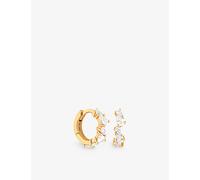 Astrid & Miyu Womens 18ct Gold Crystal Pear Yellow Gold-plated Recycled Sterling-silver and Cubic Zirconia Huggies 1 Size