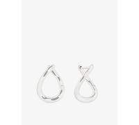 Astrid & Miyu Womens Astrid & Miyu Molten 14ct White-Gold Hoop Earrings 14Ct Solid Wht Gold 1 Size