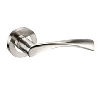 Astrid Modern Chrome Door Handles on Rose with Duo Finish - Handle Kingdom Ltd