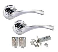 Astrid Modern Polished Chrome Door Handles on Rose Door Pack Sets of 1
