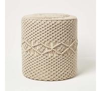 Astrid Natural Macrame Pouffe, 42 cm Tall