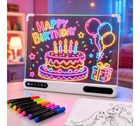 Astrify Rechargeable Led Drawing Board with 10 Color Light Modes White | For Boys & Girls，16 Inch Led Note Board，with 7 Markers，Easy to erase，Birthday Gift，Use for 8-16 hours，3 dynamic dimming modes