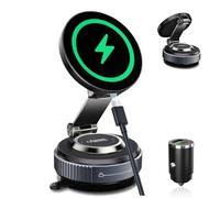 Astriva 15W Wireless Charger Magnetic Phone Mount, Fast Charging Phone Holder, Strong Vacuum Magnetic Suction, 360° Adjustable & Foldable Rotating Bracket for iPhone 17/16/15/14/13/12 Mag Safe