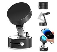 Astriva Maglock Vaccum Magnetic Phone Mount Holder, 360° Rotating Adjustable Car Phone Mounts Portable, Ultra Foldable Cell Phones Bracket for iPhone Mag Safe & All Phones (Black)
