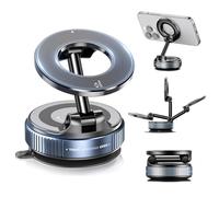 Astriva Vacuum Magnetic Phone Holder, 360° Rotating Adjustable Car Suction Cell Phone Mount, Foldable 360° Adjustable Portable Phone Stand for iPhone 17/16/15/14/13/12 Mag Safe (Astriva 02)