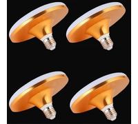 AstrizLamp E27 Screw Bulb 12W 6500K, Gold Basics Bulb E27 Energy Saving Lighting UFO Design, Portable LED Daylight Hardwired Lamp Fixture for Home Outdoor Garage Warehouse Garden Positive White 4Pcs