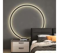 AstrizLamp LED Round Wall Light Black with Plug-USB Minimalist Circle Wall Lamp 100cm Large Indirect Light Indoor Dimmable Ring Living Room Wall Lights for Shop Office Cafe Hallway Study Room