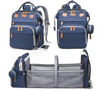Astro alan Baby Diaper Bag with Changing Station, Waterproof Diaper Bag Backpack for Moms Dads with USB Charging Port, Baby Shower Gifts, Baby essentials, Blue