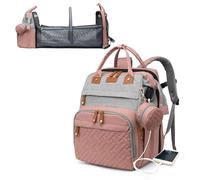 Astro alan Baby Diaper Bags with Changing Station, Waterproof Diaper Bag Backpack for Moms Dads, Grey Pink, XL, Modern