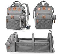 Astro alan Baby Diaper Bags with Changing Station, Waterproof Diaper Bag Backpack for Moms Dads with USB Charging Port, Baby Shower Gifts, Large Capacity diaper backpack, Grey