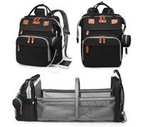 Astro alan Baby Diaper Bags with Changing Station, Waterproof Diaper Bag Backpack for Moms Dads with USB Charging Port, Baby Shower Gifts, Large Capacity diaper backpack, Black