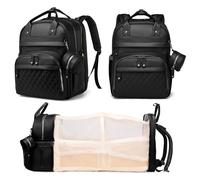 Astro alan Diaper Bag with Changing Station, Waterproof 3 in 1 Diaper Backpack with Foldable Changing Pad, Large Travel Backpack for Mom & Dad, Shower Gift for Baby Girl & Boy, Black