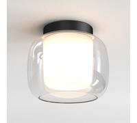 Astro Aquina 240 Single Light Flush Ceiling Fitting in Matt Black Finish and Clear Glass Shade