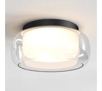 Astro Aquina 360 Two Light Flush Ceiling Fitting in Matt Black Finish and Clear Glass Shade