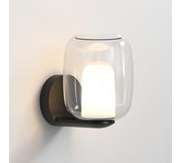 Astro Aquina Single Light Bathroom Glass Wall Fitting in Matt Black Finish and Clear Glass Shade