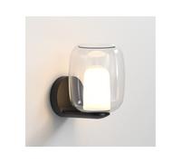 Astro Aquina Single Light Bathroom Glass Wall Fitting in Matt Black Finish and Clear Glass Shade