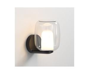 Astro Aquina Single Light Bathroom Glass Wall Fitting in Matt Black Finish and Clear Glass Shade