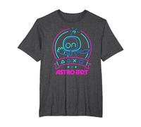 Astro Bot Neon Waving Character with Icons Video Game T-Shirt, Men's Big and Tall, Dark Heather Grey, 2X Tall