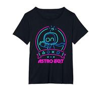 Astro Bot Neon Waving Character with Icons Video Game T-Shirt, Women's Plus, Black, 2X