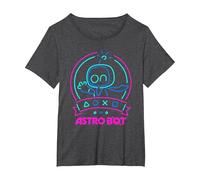 Astro Bot Neon Waving Character with Icons Video Game T-Shirt, Women's Plus, Dark Heather Grey, 6X