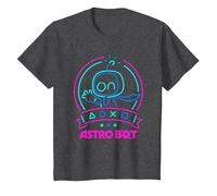 Astro Bot Neon Waving Character with Icons Video Game T-Shirt, Youth, Dark Heather Grey, Medium