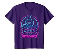 Astro Bot Neon Waving Character with Icons Video Game T-Shirt, Youth, Purple, X-Small