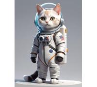 Astro Cat Grid Notebook - Space Mission Ready