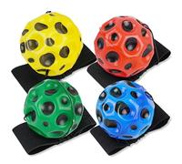 Astro Jump Ball, Wrist Back Ball, 4 Pieces Jumping Ball with String (Red/Yellow/Blue/Green), Space Moon Ball, Moon Bouncing Ball, for Games and Training