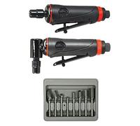 Astro Pneumatic Tool 219 Onyx 3pc Die Grinder Kit w/ 90° Die Grinder, Die Grinder & 8pc Double Cut Carbide Rotary Burr Set