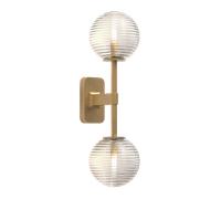 Astro Tacoma Twin Wall Lamp Antique Brass & Grooved Shade Transparent