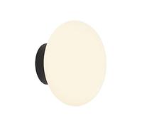 Astro Zeppo Single Light Bathroom Wall Fitting In Matt Black And White Glass Finish