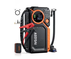 AstroAI 8000A Jump Starter Power Pack with Air Compressor, Portable 12V Car Battery Booster Jump Starter Power Bank (All Petrol/12L Diesel), Digital Screen, Emergency LED & Extended Air Hose