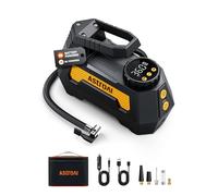 AstroAI Corded/Cordless Car Tyre Inflator Air Compressor Fully Upgraded, DC 12V & Battery Power, Preset/Auto Stop/Diagnosis, with Digital Gauge Fast Inflation Tyre Pump for Car Motorcycle Bike