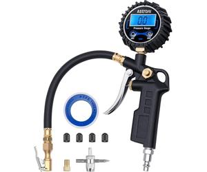 AstroAI Digital Tyre Inflator with Pressure Gauge, 0.1 Display Resolution 250 PSI Air Chuck and Compressor Accessories Heavy Duty with Rubber Hose and Quick Connect Coupler