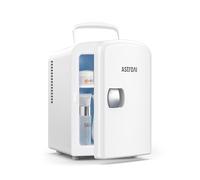 AstroAI Mini Fridge 4 Litre / 6 Can, Portable AC+DC Power Cooler (White) | Mini Fridge for Bedrooms, Cars, Offices; Portable Small Fridge for Skincare, Makeup, Cosmetics, Food; Portable Car Fridge