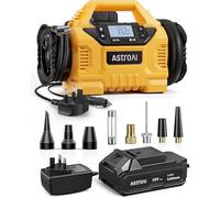 AstroAI Multifunctional Tyre Inflator Air Compressor, AC/DC/Battery Unlimited Power, Powerful Dual Motors 160PSI Fast Tyre Pump for Car Motorcycle Bike, 350LPM Electric Air Pump for Inflatables Airbed