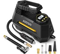 AstroAI Tyre Inflator Air Compressor 12V DC, 35LPM 100W Powerful Portable Car Tyre Pump Auto-Stop with Digital Pressure Gauge, 4 Valve Adaptors and LED Light, Car Accessories