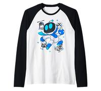 Astrobot PlayStation's Astro Bot Fighting Enemies in Space Raglan Baseball Tee