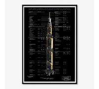 Astrography Posters printed Saturn V Apollo Flight Configuration: Redesigned - Wall Art Space Decor for Office, Living Room, Bedroom - Perfect as NASA and Astronomy themed Gifts (70 x 50 cm)