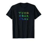 Astrological Glyphs in Order Blue/Green Zodiac Rainbow Value Graphic T-Shirt