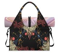 Astrological Lion Carp Sports Duffle Bag with Shoe Compartment Lion Print Weekend Overnight Bags Tote Cabin Luggage Bag for Gym Yoga Travel