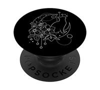 Astrology, Cat with Floral Crescent moon, Dream catcher PopSockets Adhesive PopGrip