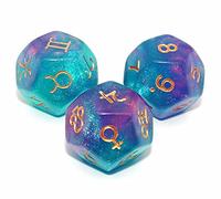 Astrology Dice 3 Pieces Astrological Dices for Constellation Divination Accessory 3 Colors D12 Glitter Crafts Astro Dice Polyhedral Set