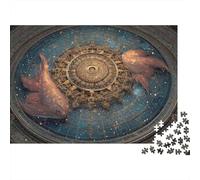 Astrology Dome Art 1000 Piece Jigsaw Puzzle Colorful Pisces Zodiac Clock Art Decor Educational Gift Puzzle for Adults 70x50cm/1000pcs