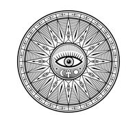 Astrology Occult Alchemy Masonry Esoteric Signs Mural and Wall Vinyl Decal 42x42cm Multi Color Selection Black