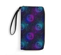 Astrology Pisces Constellation Leather Wallet 7.8 X 4.1 X 1.4 Inches | Portable Zipper Large Capacity Credit Card Holder Wallets With Rope For Women For Everyday Use Travel