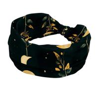 Astrology Space Cosmic Planet Shapes Leaves Wide Headbands for Women, Yoga Workout Head Bands Wide Elastic Hair Bands for Washing Face Makeup