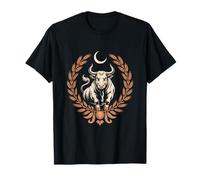 Astrology Taurus Bull Under Crescent Moon Emblem T-Shirt