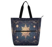 Astrology Totem Blue Books Totes Book Bag for Boys Girls Adults Large Handbags Grocery Bag with Zipper for College Shopping Beach Rainbow