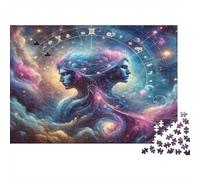 Astrology Twins 1000 Piece Jigsaw Puzzle Beautiful Cosmic Gemini Deity Art Wall Decor Educational Challenging Game for Adults 52x38cm/1000pcs